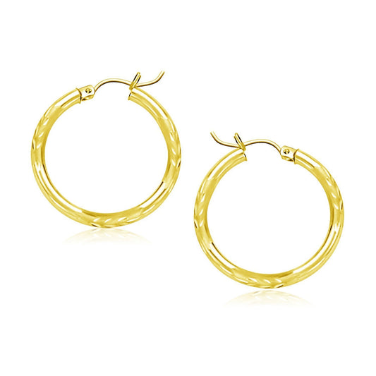 Boucles d'oreilles créoles en or jaune 10 carats avec coupe diamant (20 mm)