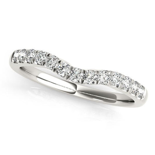 Alliance de mariage en or blanc 14 carats avec diamants et motif incurvé (poids total de 0,25 carat)
