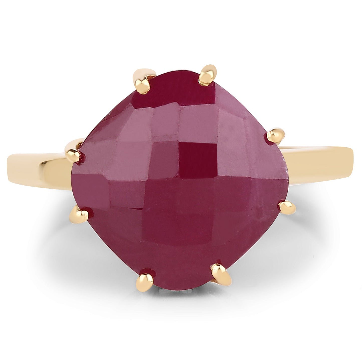 14K Yellow Gold Plated 8.95 Carat Glass Filled Ruby .925 Sterling Silver Ring