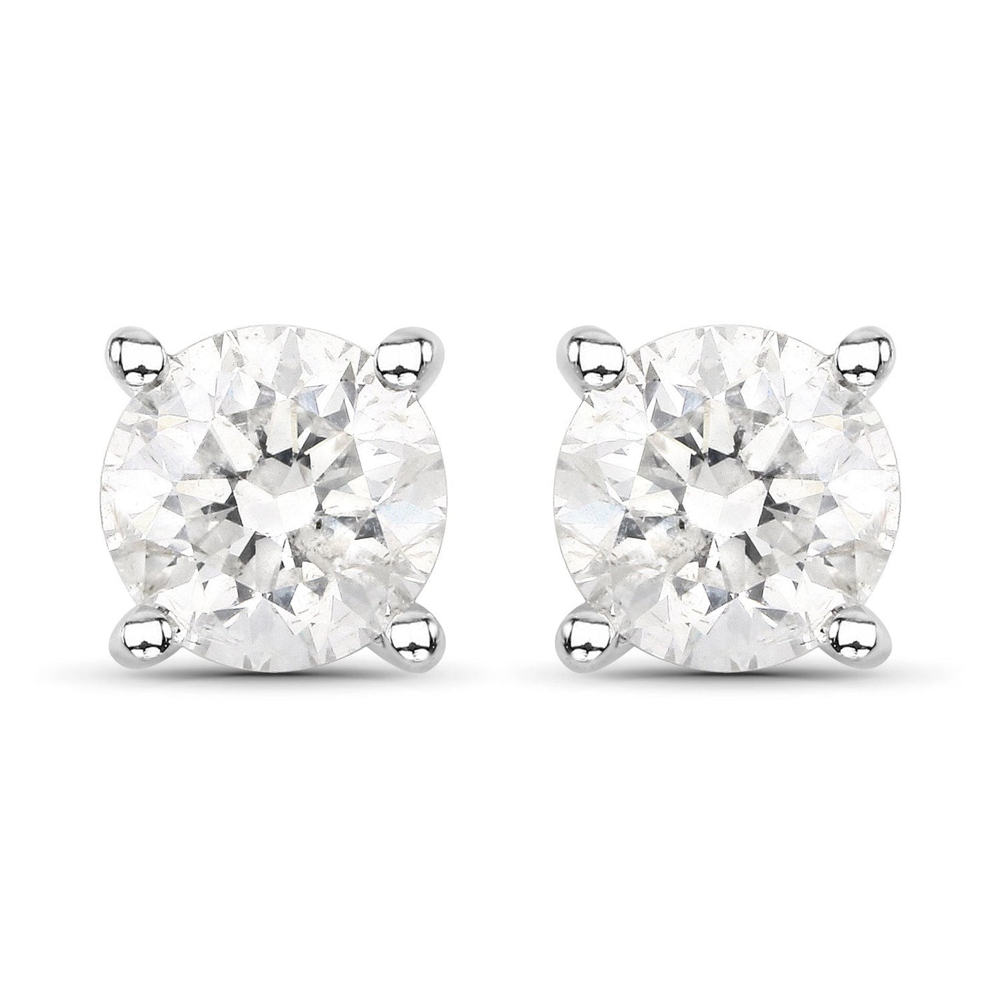 0.80 Carat Genuine White Diamond 14K White Gold Earrings
