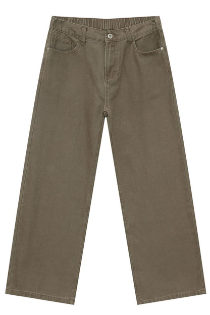 Men's Half Elastic Waist Jeans with Pockets