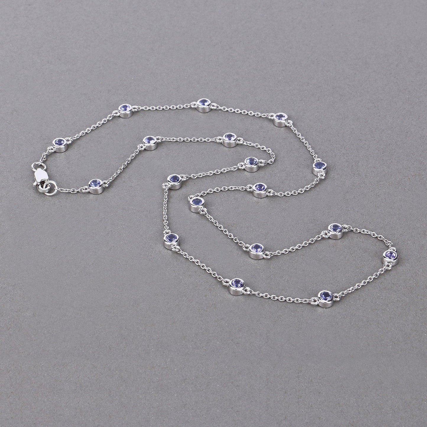 1.80 Carat Genuine Tanzanite .925 Sterling Silver Necklace