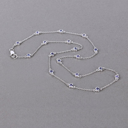 1.80 Carat Genuine Tanzanite .925 Sterling Silver Necklace