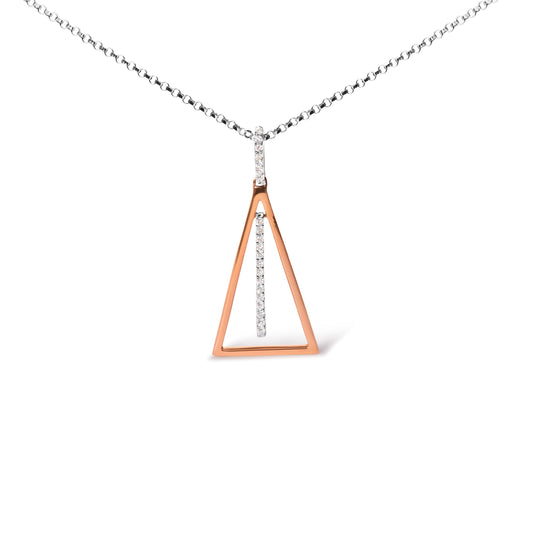 Collier avec pendentif carillon éolien en or rose et blanc 14K avec diamant 1/8 Cttw 45,7 cm (couleur G-H, pureté SI1-SI2)