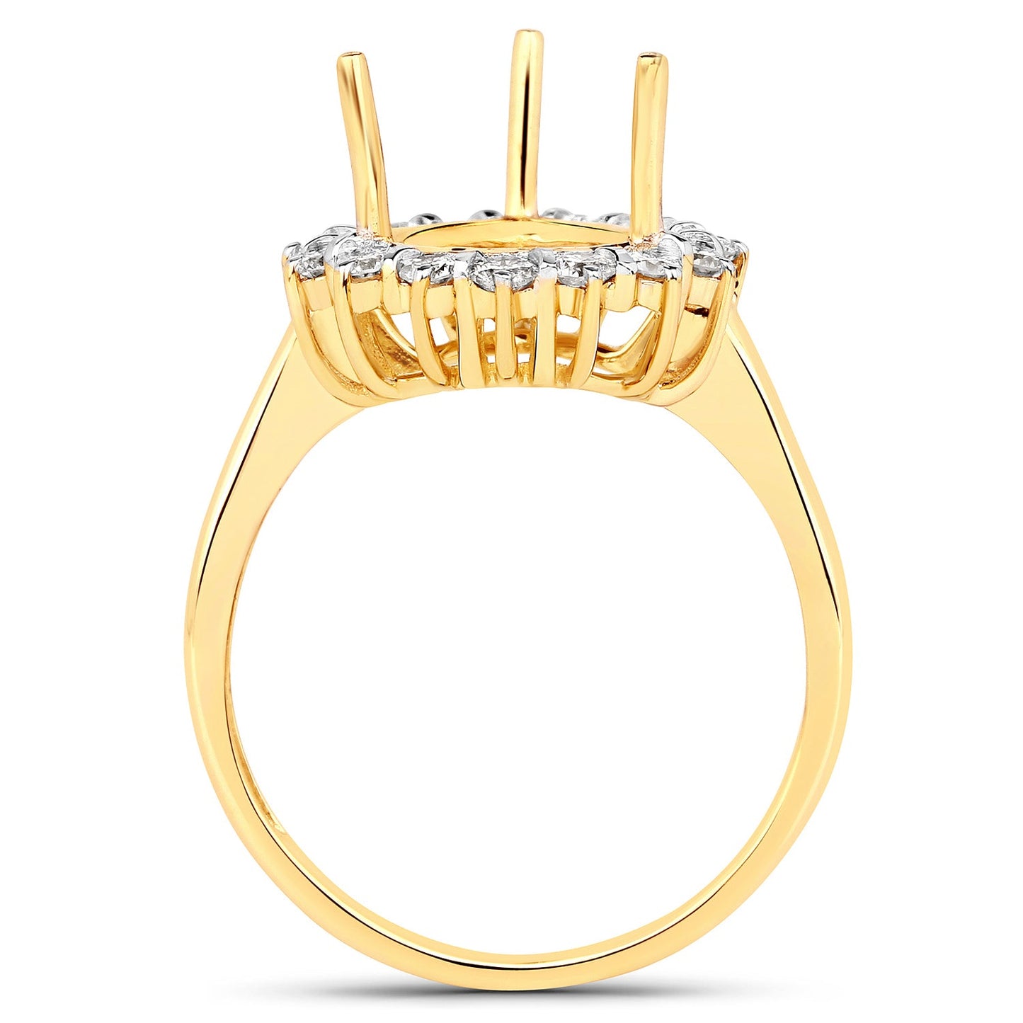 0.48 Carat Genuine White Diamond 14K Yellow Gold Semi Mount Ring - holds 11x9mm Pear Gemstone