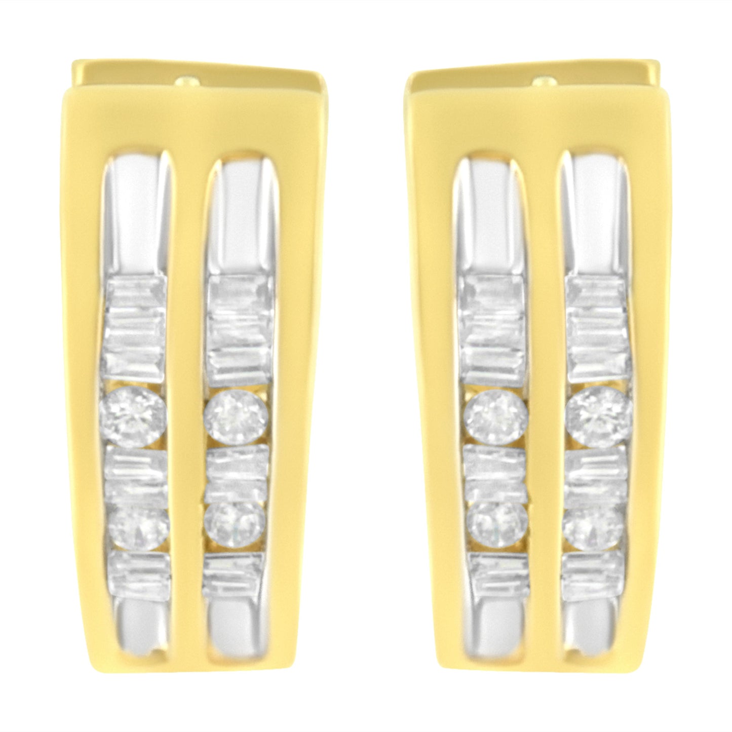 10K Yellow Gold 1/2 cttw Diamond Huggy Heart Hoop Earrings (I-J Clarity, I2-I3 Color)