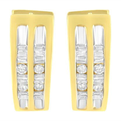 10K Yellow Gold 1/2 cttw Diamond Huggy Heart Hoop Earrings (I-J Clarity, I2-I3 Color)