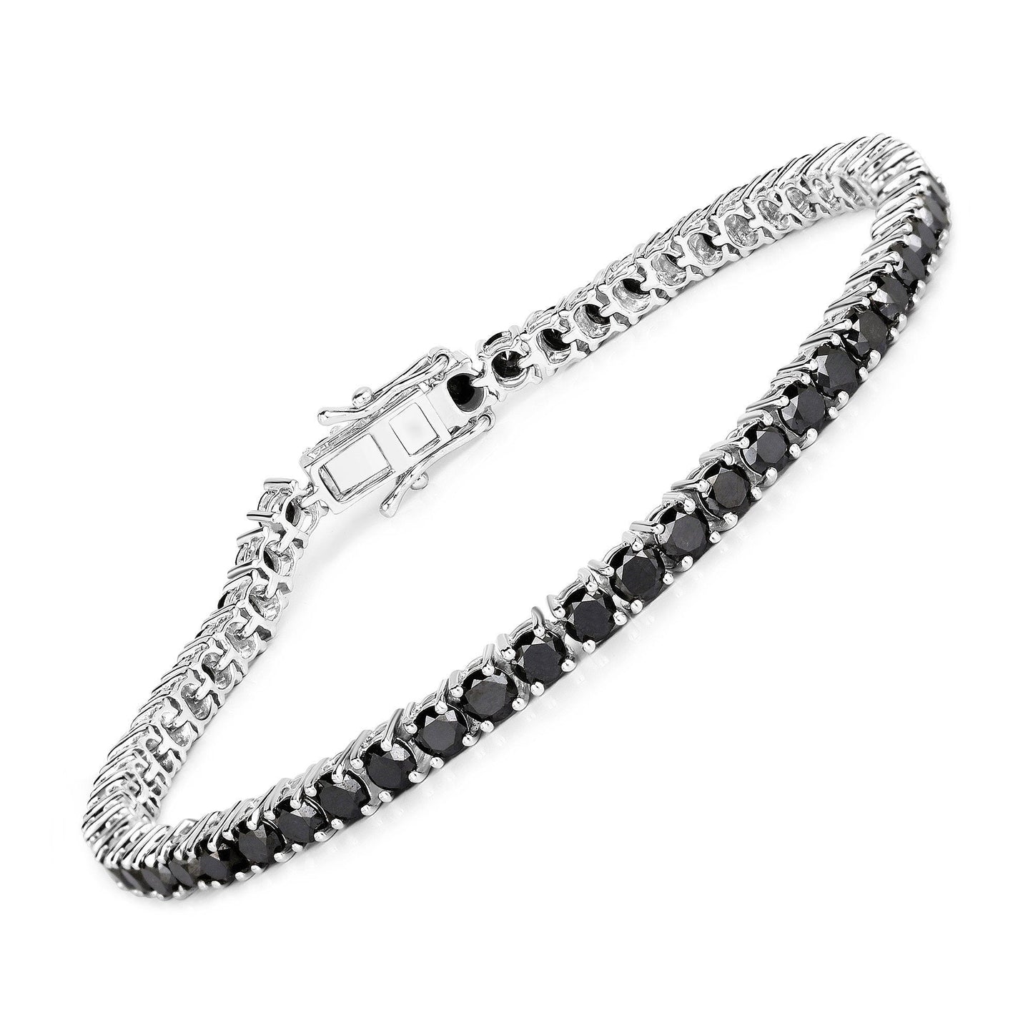 5.40 Carat Genuine Black Diamond .925 Sterling Silver Bracelet