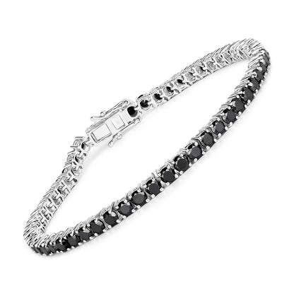 5.40 Carat Genuine Black Diamond .925 Sterling Silver Bracelet