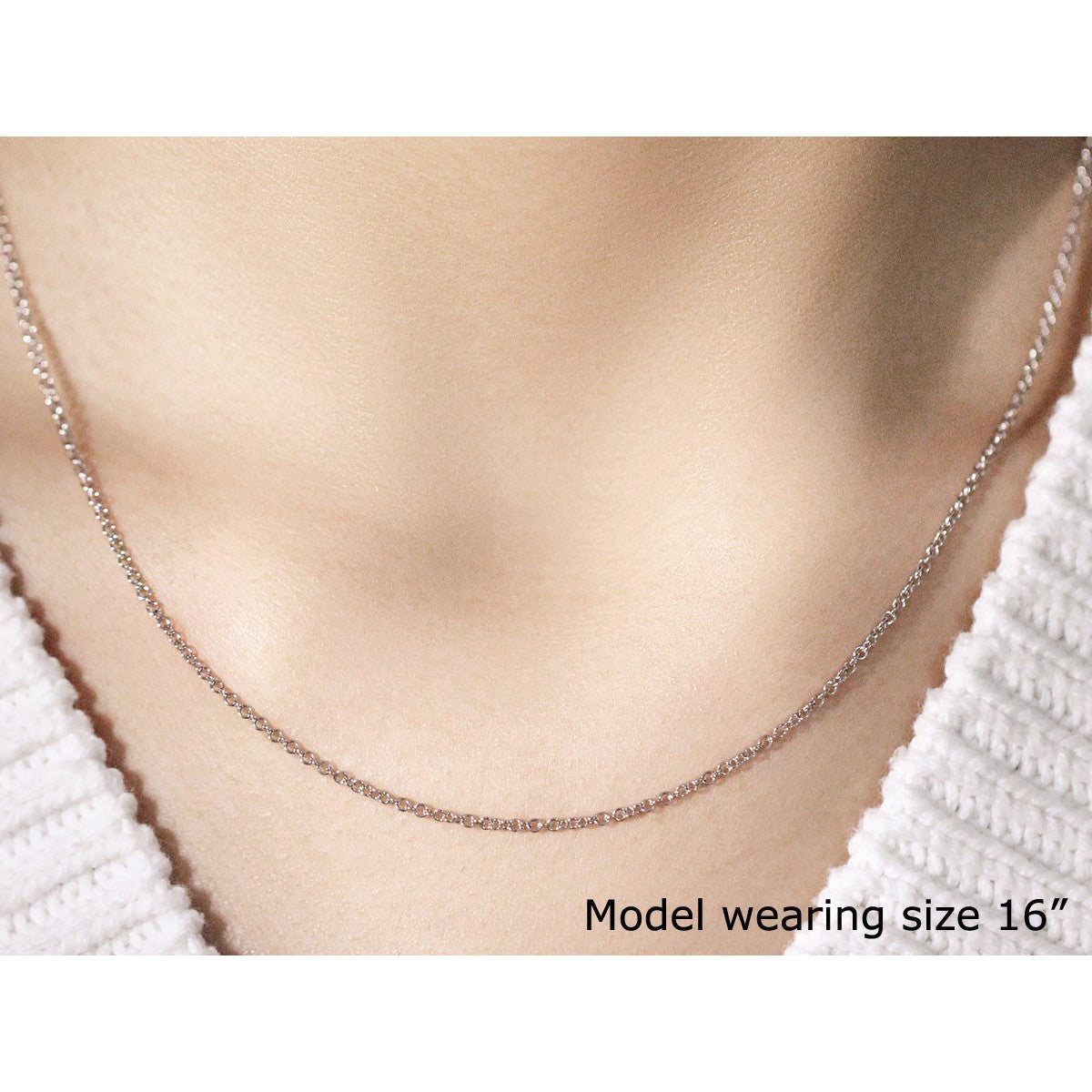 14k White Gold Round Cable Link Chain 1.9mm
