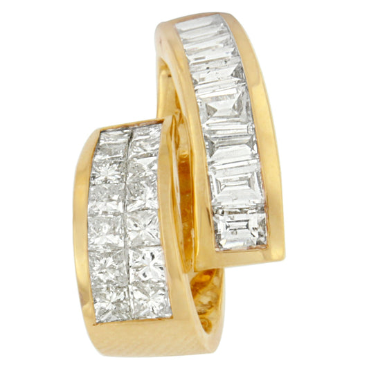 Pendentif en or jaune 14 carats avec diamants taille princesse et baguette (1,62 ct Poids Total, G-H, VS2-SI1)