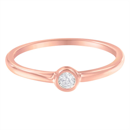 14K Rose Gold Plated .925 Sterling Silver Miracle Set Diamond Ring (1/20 Cttw, J-K Color, I1-I2 Clarity) - Size 6