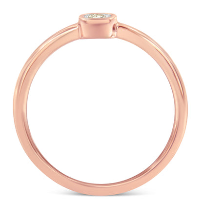 14K Rose Gold Plated .925 Sterling Silver 1/20 Carat Diamond Square Cushion-Shaped Miracle Set Petite Fashion Promise Ring (J-K Color, I1-I2 Clarity) - Size 6