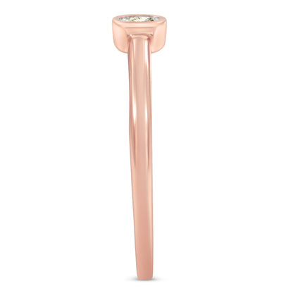 14K Rose Gold Plated .925 Sterling Silver 1/20 Carat Diamond Square Cushion-Shaped Miracle Set Petite Fashion Promise Ring (J-K Color, I1-I2 Clarity) - Size 6