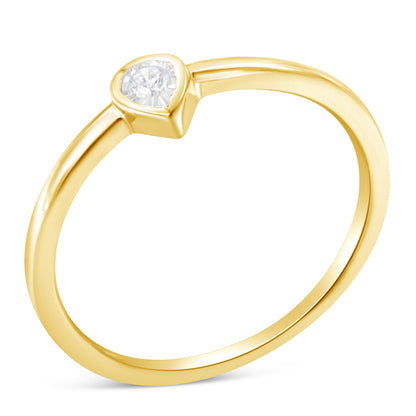 14K Yellow Gold Plated .925 Sterling Silver 1/20 Carat Diamond Teardrop Pear-Shaped Miracle Set Petite Fashion Ring (J-K Color, I1-I2 Clarity) - Size 6