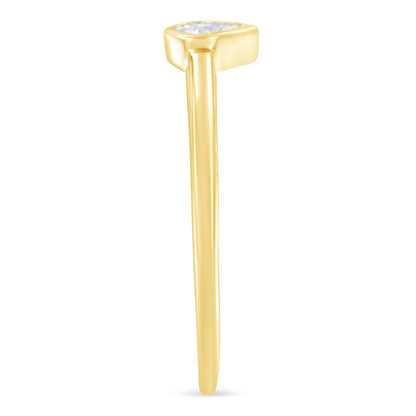 14K Yellow Gold Plated .925 Sterling Silver 1/20 Carat Diamond Teardrop Pear-Shaped Miracle Set Petite Fashion Ring (J-K Color, I1-I2 Clarity) - Size 6
