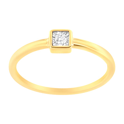 14K Yellow Gold Plated .925 Sterling Silver 1/20 cttw Miracle Set Diamond Promise Ring (J-K Color, I1-I2 Clarity) - Size 6