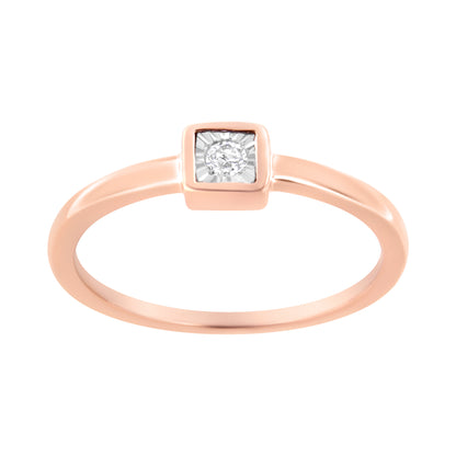 14K Rose Gold Plated .925 Sterling Silver 1/20 cttw Miracle Set Diamond Promise Ring (J-K Color, I1-I2 Clarity) - Size 6