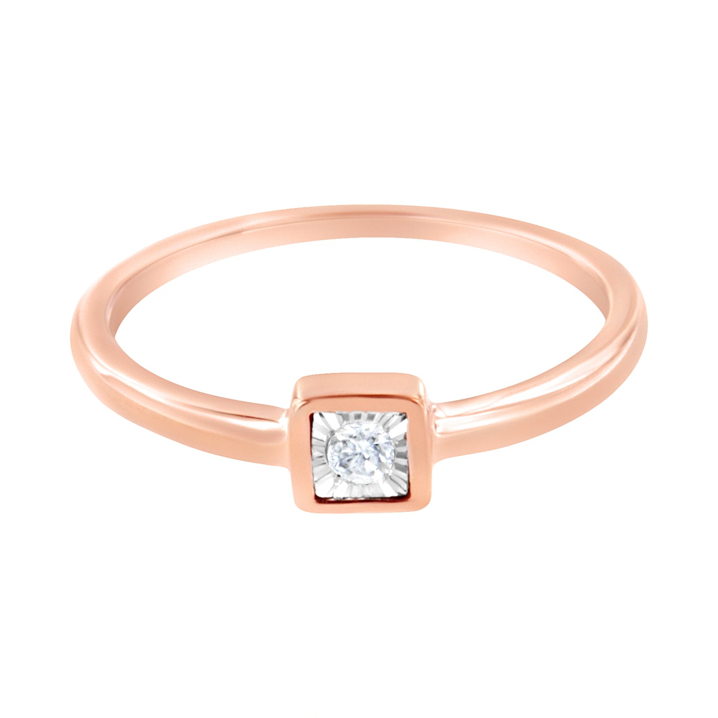14K Rose Gold Plated .925 Sterling Silver 1/20 cttw Miracle Set Diamond Promise Ring (J-K Color, I1-I2 Clarity) - Size 6