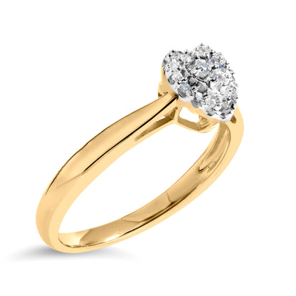 10K Yellow Gold 1/10 Cttw Diamond Heart and Halo Promise Ring