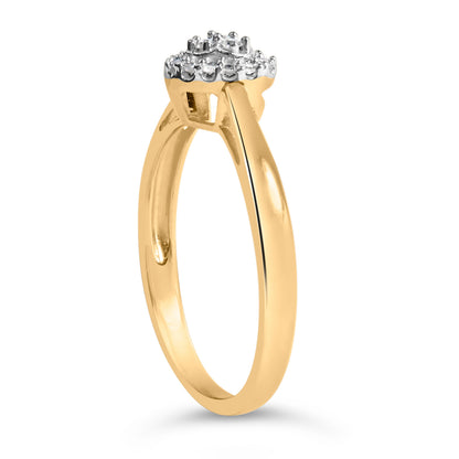 10K Yellow Gold 1/10 Cttw Diamond Heart and Halo Promise Ring