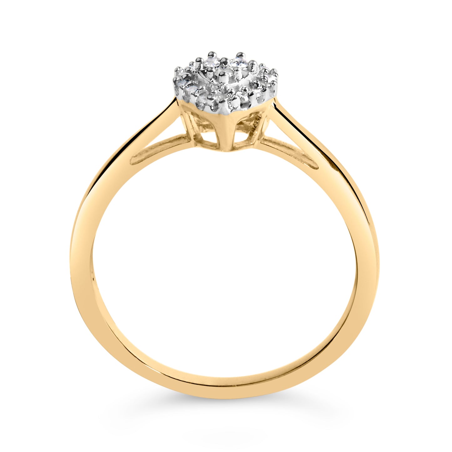 10K Yellow Gold 1/10 Cttw Diamond Heart and Halo Promise Ring
