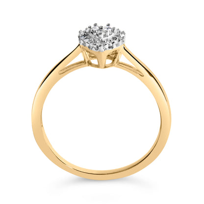 10K Yellow Gold 1/10 Cttw Diamond Heart and Halo Promise Ring