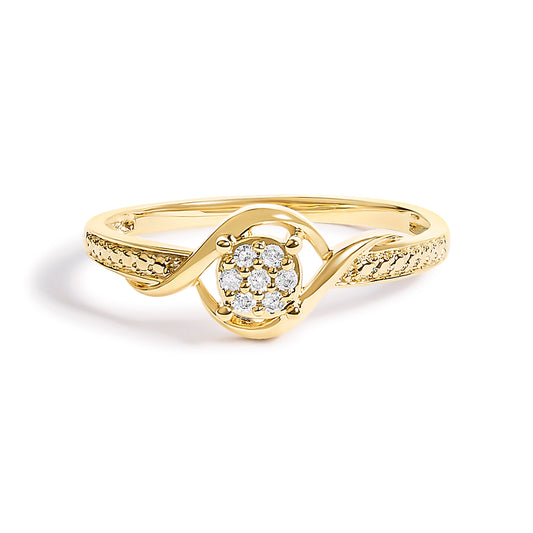 Bague de promesse torsadée en or jaune 10K et diamants en grappe