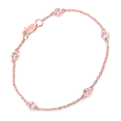 0.45 Carat Genuine Morganite .925 Sterling Silver Bracelet