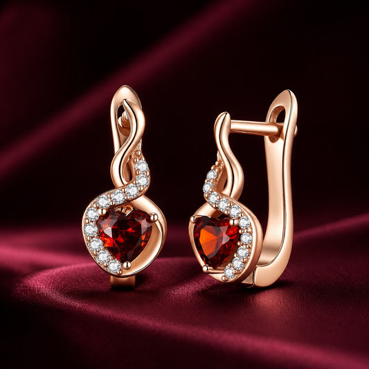 Boucles d'oreilles en argent sterling 925 plaqué or rose avec zircons cubiques sertis pavé