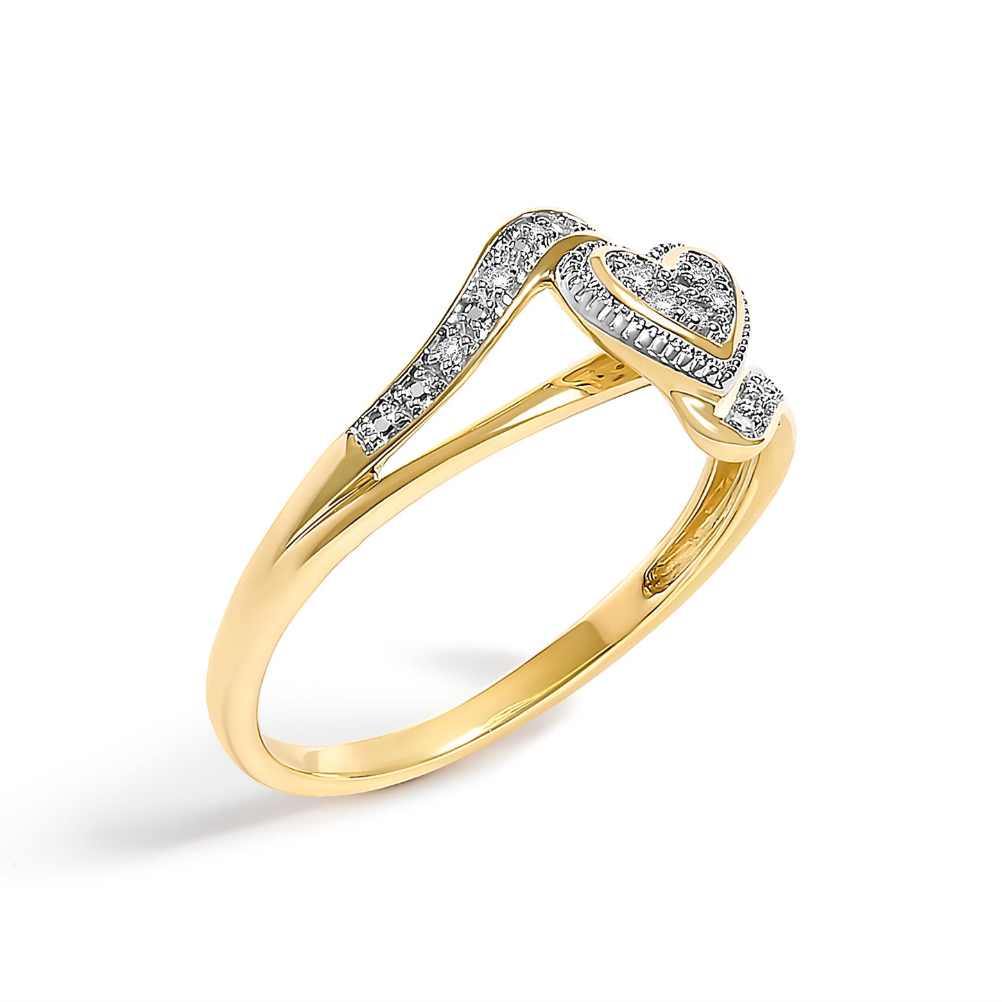 10K Yellow Gold Diamond Accent Filigree Heart Promise Ring (I-J Color, I3 Clarity)- Size 7