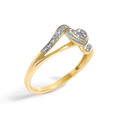 10K Yellow Gold Diamond Accent Filigree Heart Promise Ring (I-J Color, I3 Clarity)- Size 7