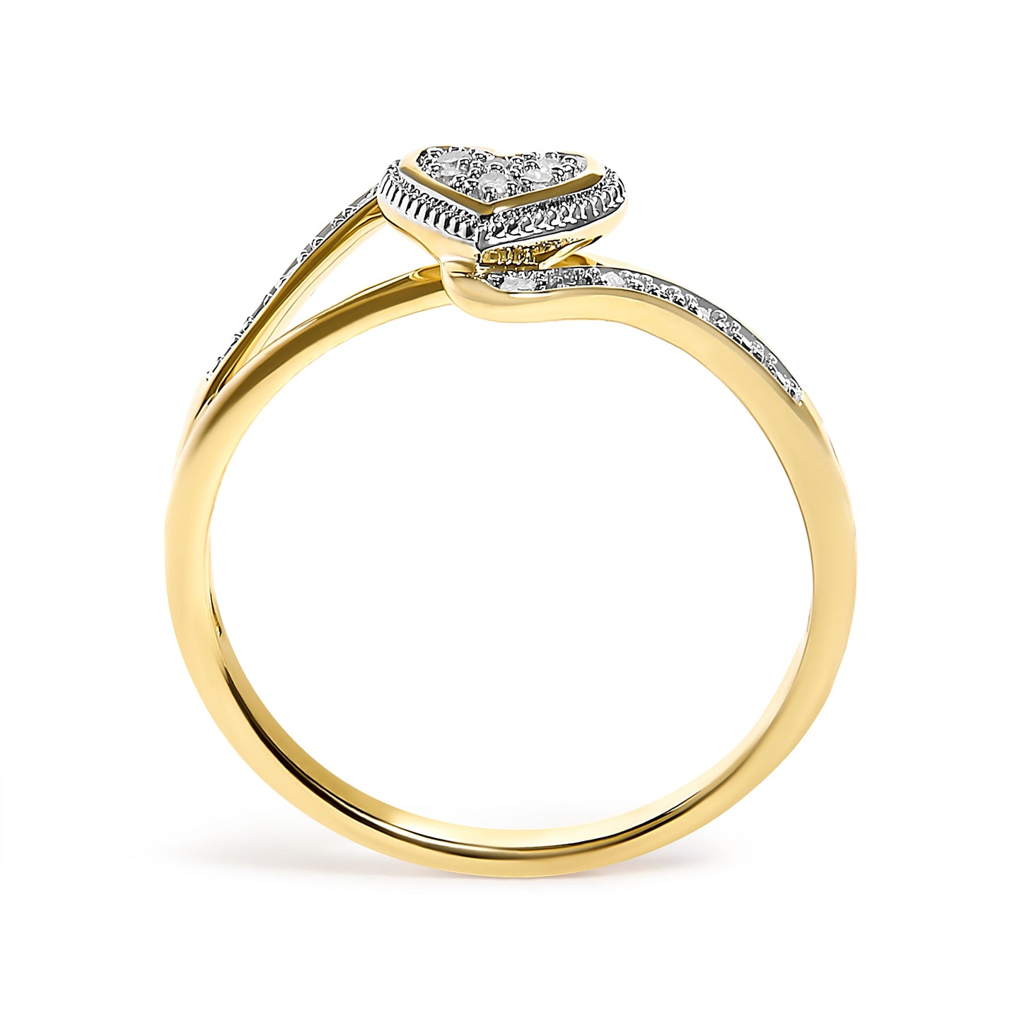 10K Yellow Gold Diamond Accent Filigree Heart Promise Ring (I-J Color, I3 Clarity)- Size 7