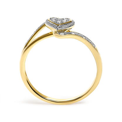 10K Yellow Gold Diamond Accent Filigree Heart Promise Ring (I-J Color, I3 Clarity)- Size 7