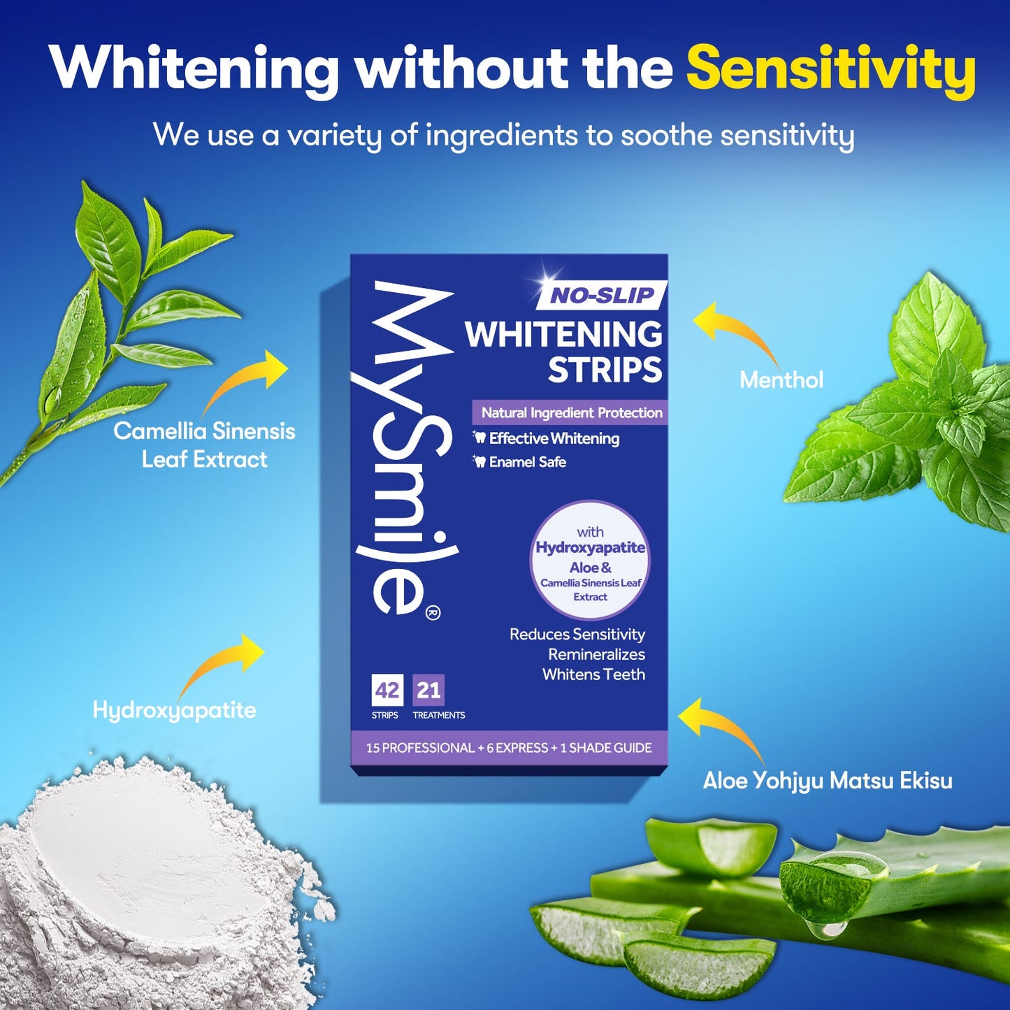 MySmile Teeth Whitening Strips with Natural Ingredients 14 Treatments (Allure)