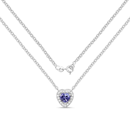 0.55 Carat Genuine Tanzanite and White Topaz .925 Sterling Silver Necklace