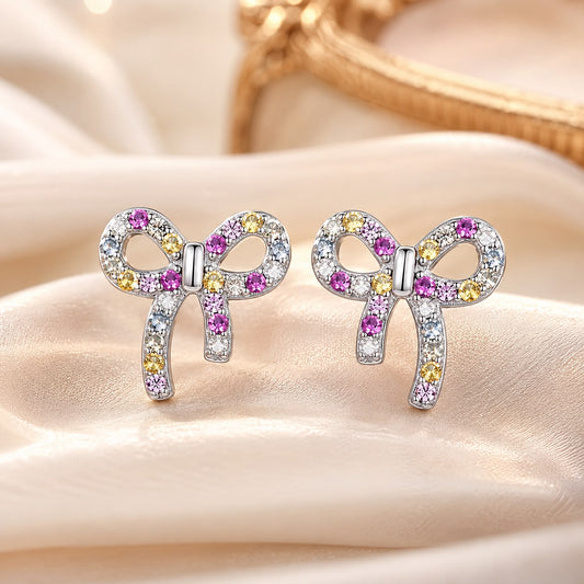 Boucles d'oreilles CZ serties pavé en argent sterling 925 plaqué or blanc de 1,0 cm pour femmes