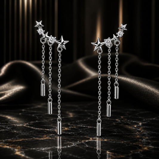 925 Sterling Silver Plated Platinum Pavé Setting CZ Earrings 3.4*0.7cm for Women