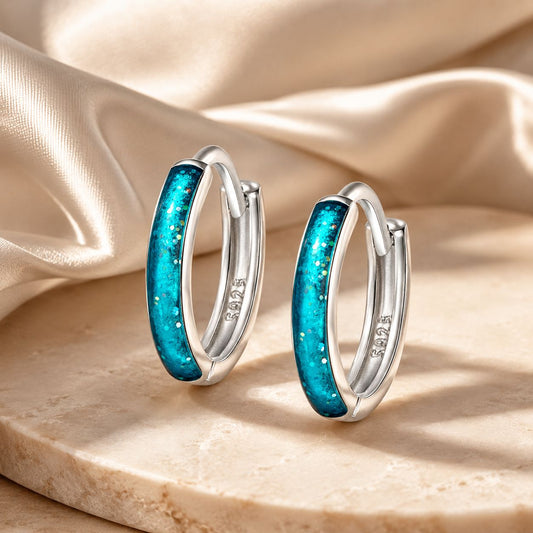 Boucles d'oreilles en argent sterling 925 émaillé et oxydé