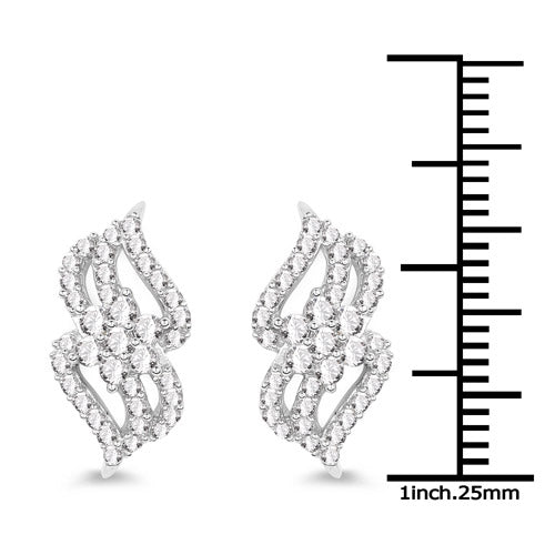 0.68 Carat Genuine White Diamond 14K White Gold Earrings (G-H Color, SI1-SI2 Clarity)