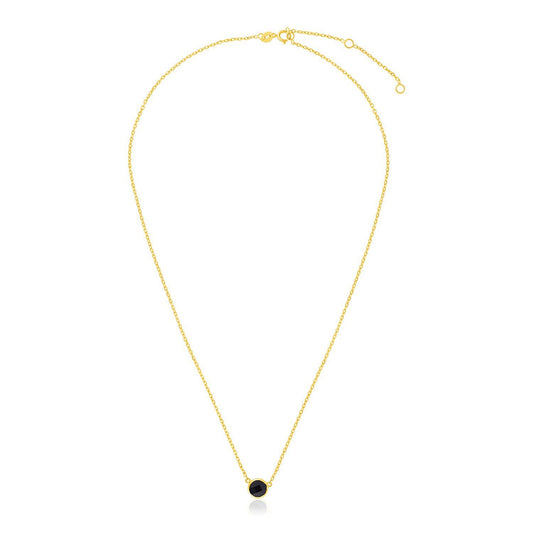 Collier en or jaune 14 carats de 17 pouces avec onyx rond