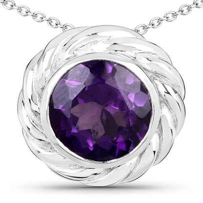 3.30 Carat Genuine Amethyst .925 Sterling Silver Pendant