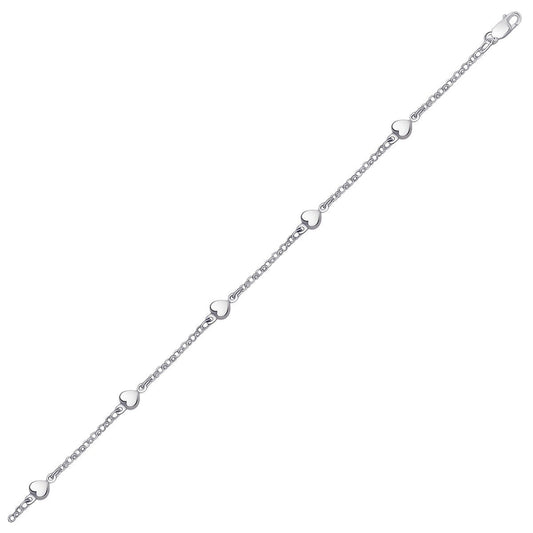 Cheville en or blanc 14 carats avec motif cœur gonflé