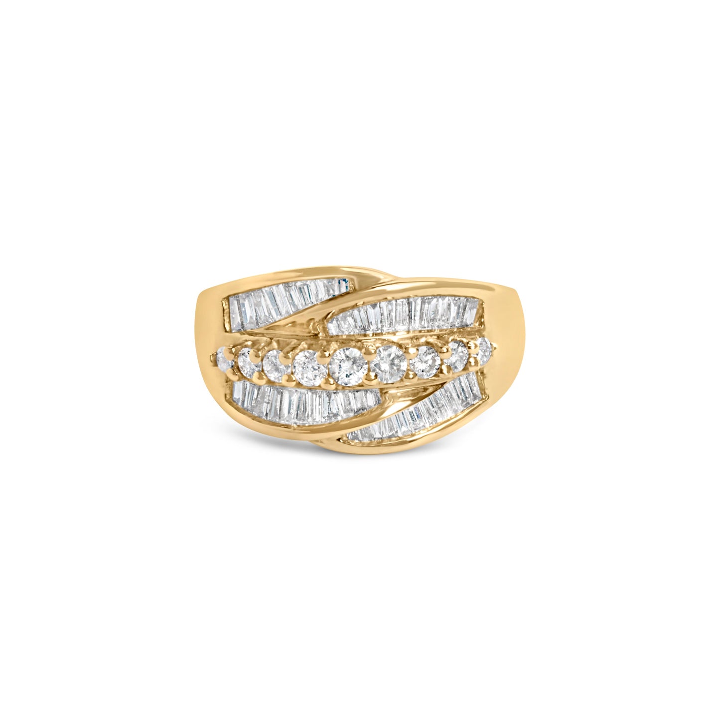 14K Yellow Gold 1.00 Cttw Diamond Cocktall Cluster 5 Stone Ring (H-I Color, SI1-I1 Clarity) - Ring Size 7