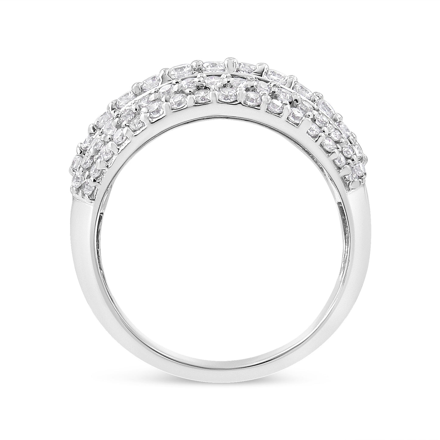 .925 Sterling Silver 2.00 Cttw Round and Baguette-Cut Diamond Cluster Ring (H-I Color, I1-I2 Clarity) - Size 7
