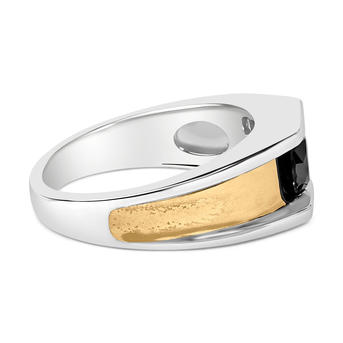 Men's 14K Yellow Gold Plated Sterling Silver 1.0 Cttw Round Black Diamond Band Ring