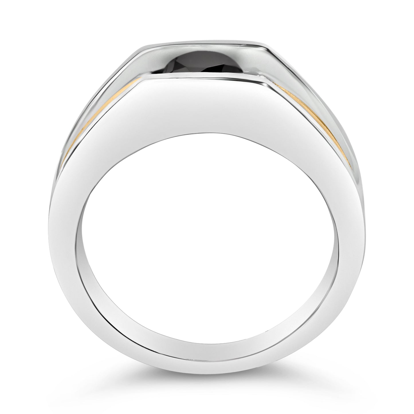 Men's 14K Yellow Gold Plated Sterling Silver 1.0 Cttw Round Black Diamond Band Ring