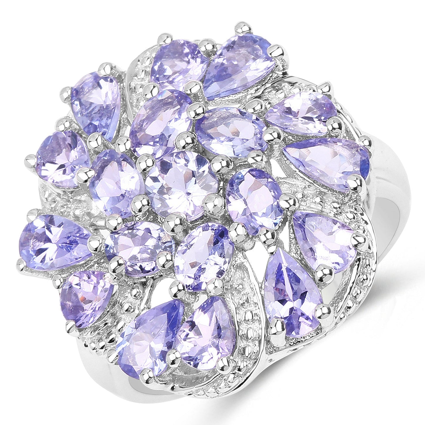 3.35 Carat Genuine Tanzanite .925 Sterling Silver Ring