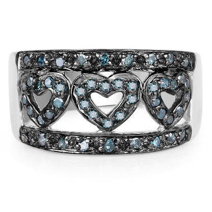 0.32 Carat Genuine Blue Diamond .925 Sterling Silver Ring