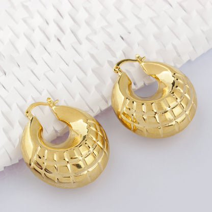 14k Gold Puffy Bamboo Nugget Hoop Earrings (Copy)